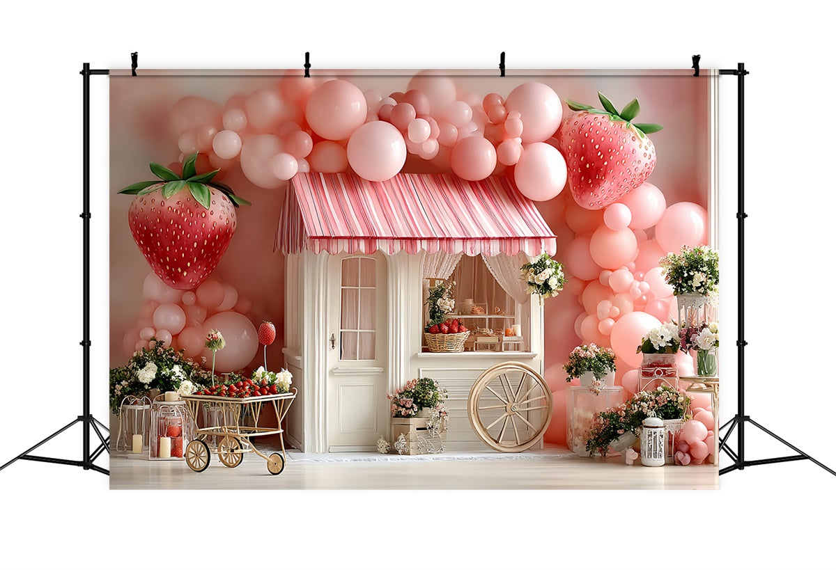 Strawberry Backdrop Balloon Strawberry Cottage Backdrop UK CSH5-303