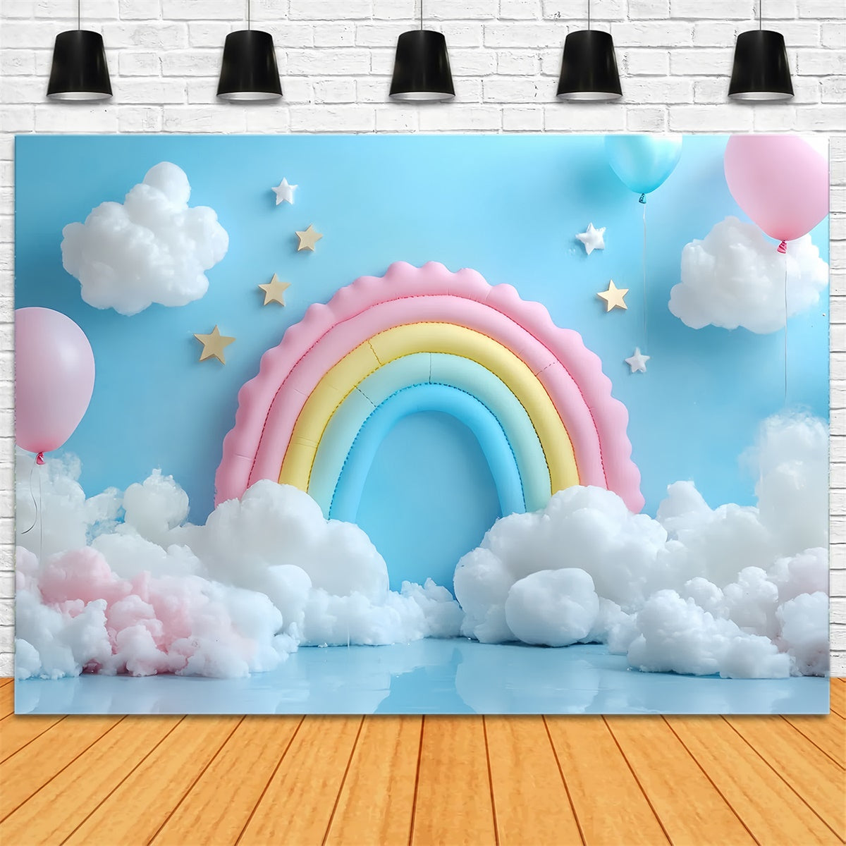 Rainbow Backdrop Balloon Heaven Cloud Kids Backdrop UK CSH5-310