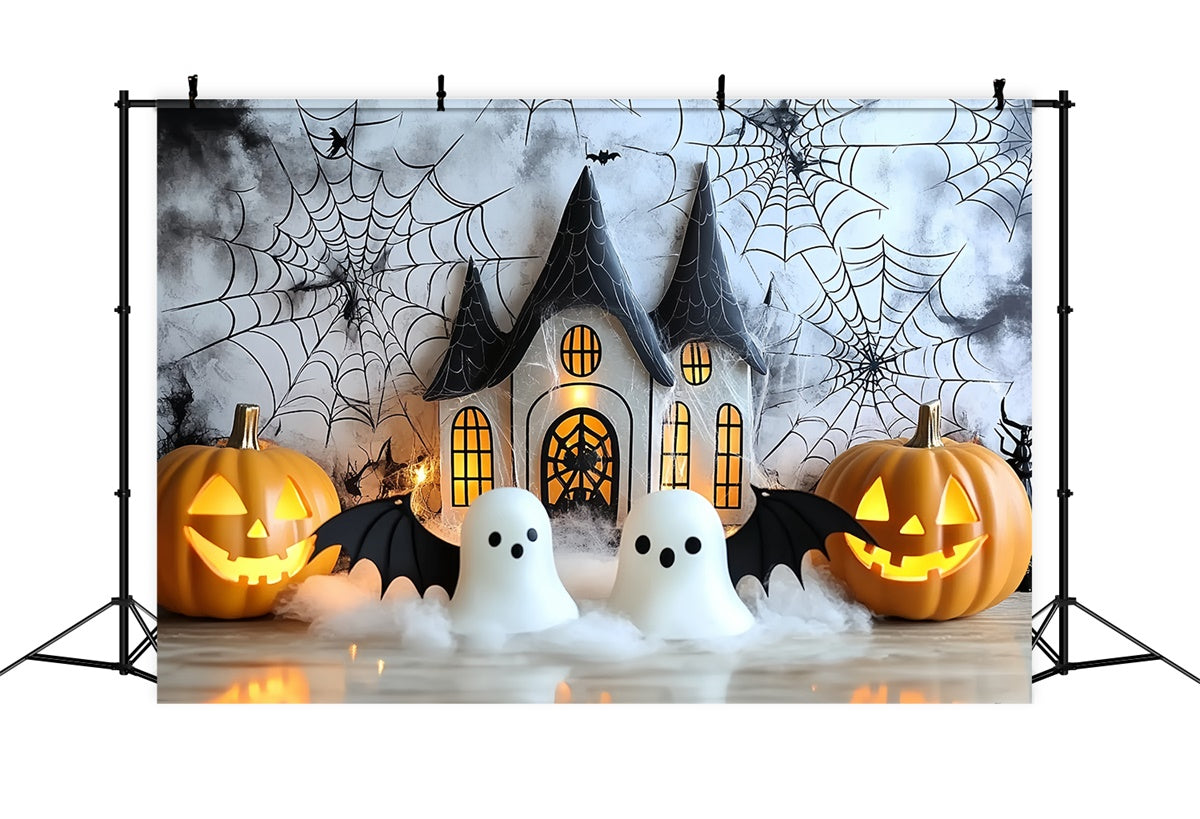 Halloween Photo Backdrop Glowing Pumpkin House Kids Backdrop UK CSH5-311