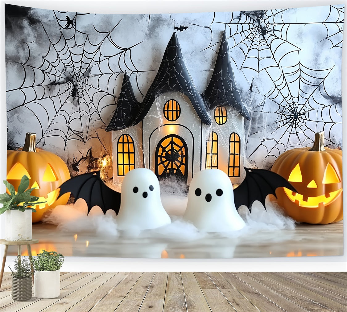 Halloween Photo Backdrop Glowing Pumpkin House Kids Backdrop UK CSH5-311
