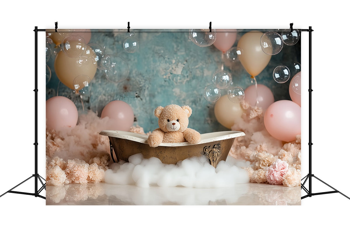 Newborn Backdrop Bubble Bear Bath Time Backdrop UK CSH5-313