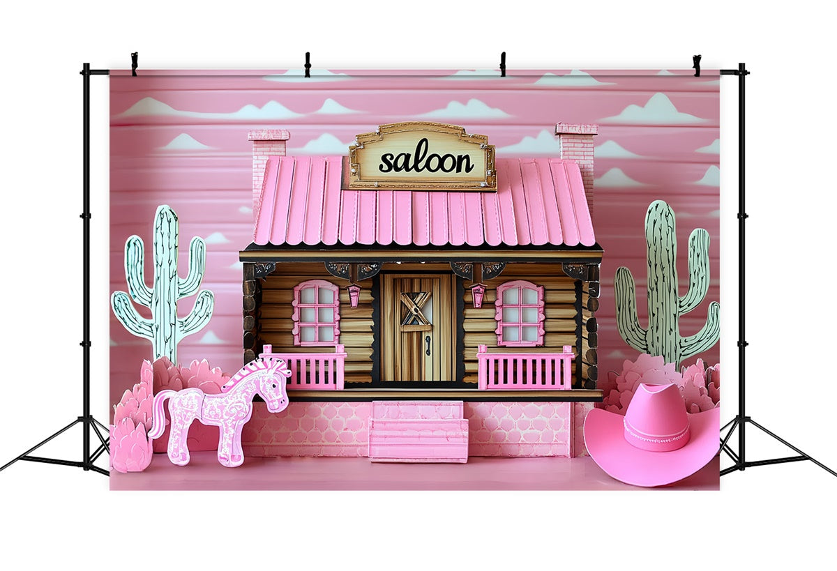 Cowgirl Backdrop Ideas Pink Rodeo Saloon Kids Backdrop UK CSH5-314