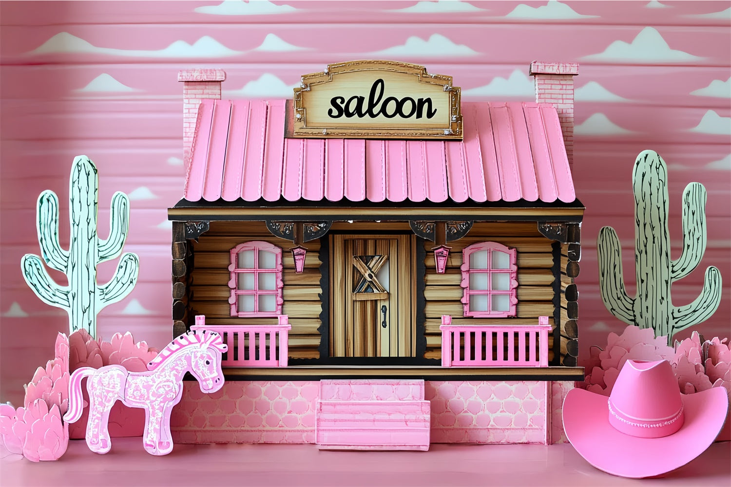 Cowgirl Backdrop Ideas Pink Rodeo Saloon Kids Backdrop UK CSH5-314