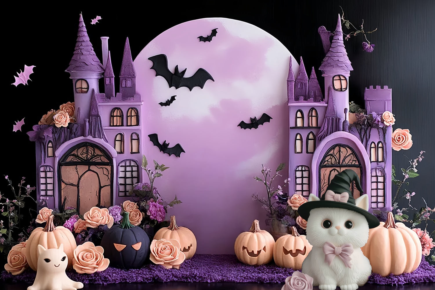 Halloween Backdrop Ideas Bats Blooms Castle Children Backdrop UK CSH5-316