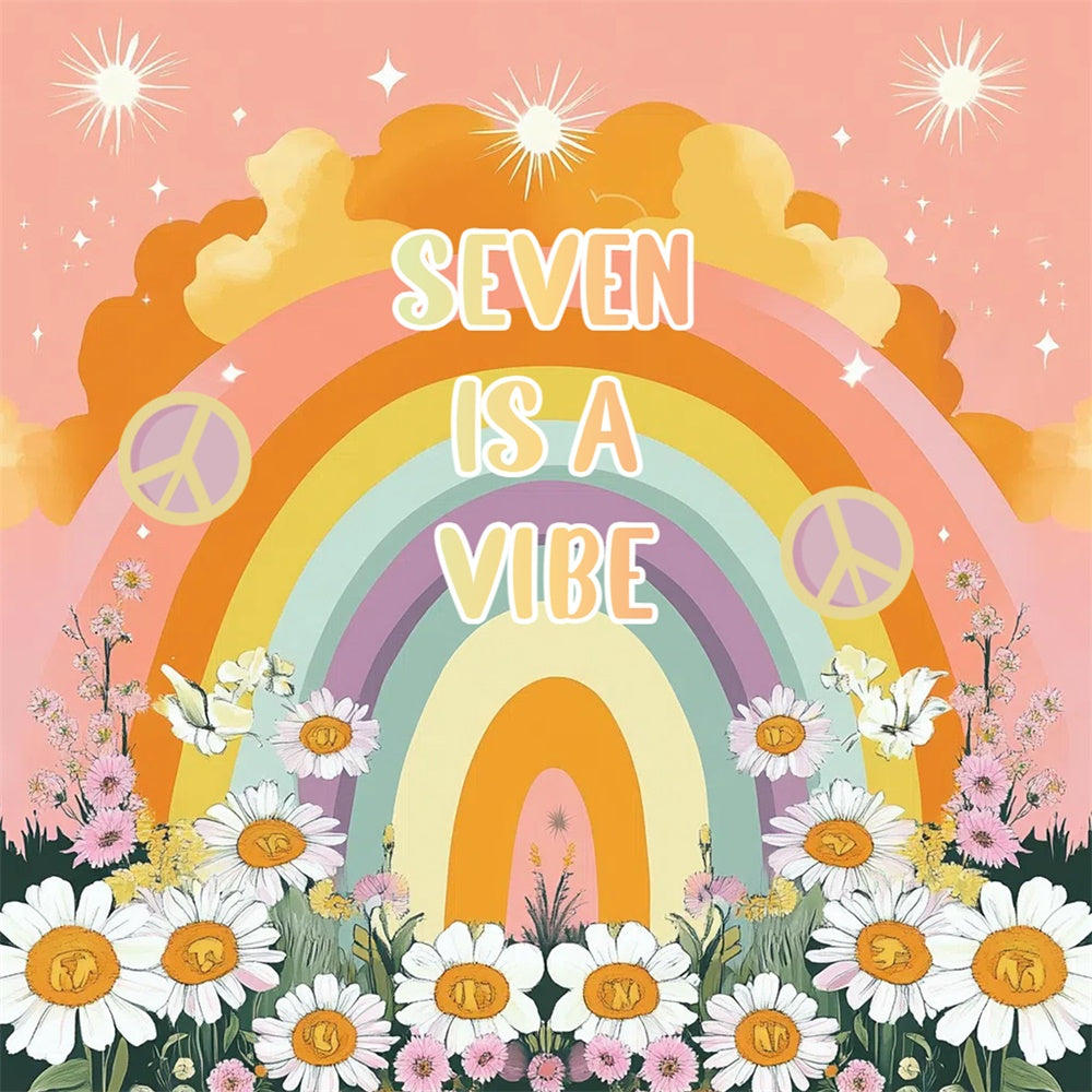 70s Photo Backdrop Retro Daisy Rainbow Backdrop UK CSH5-4