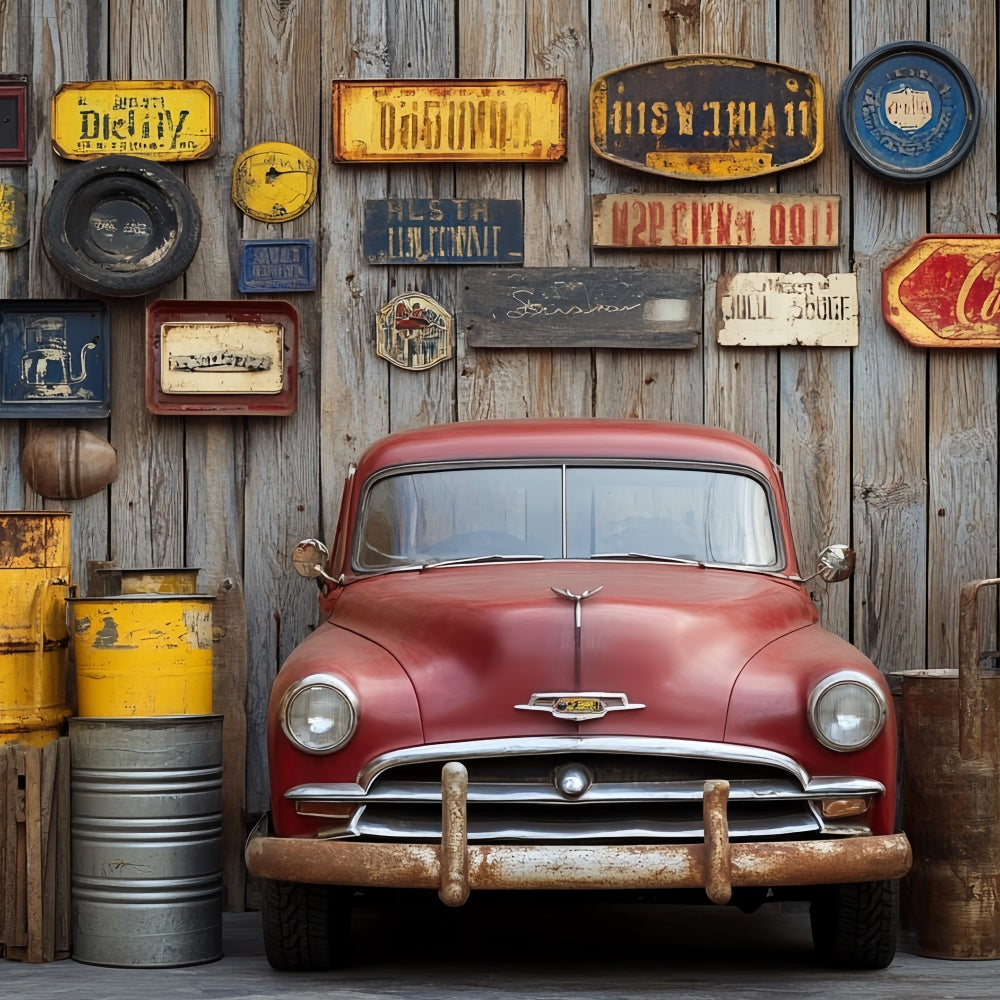 Backdrop Fathers Day Weathered Wood Garage Backdrop UK CSH5-43