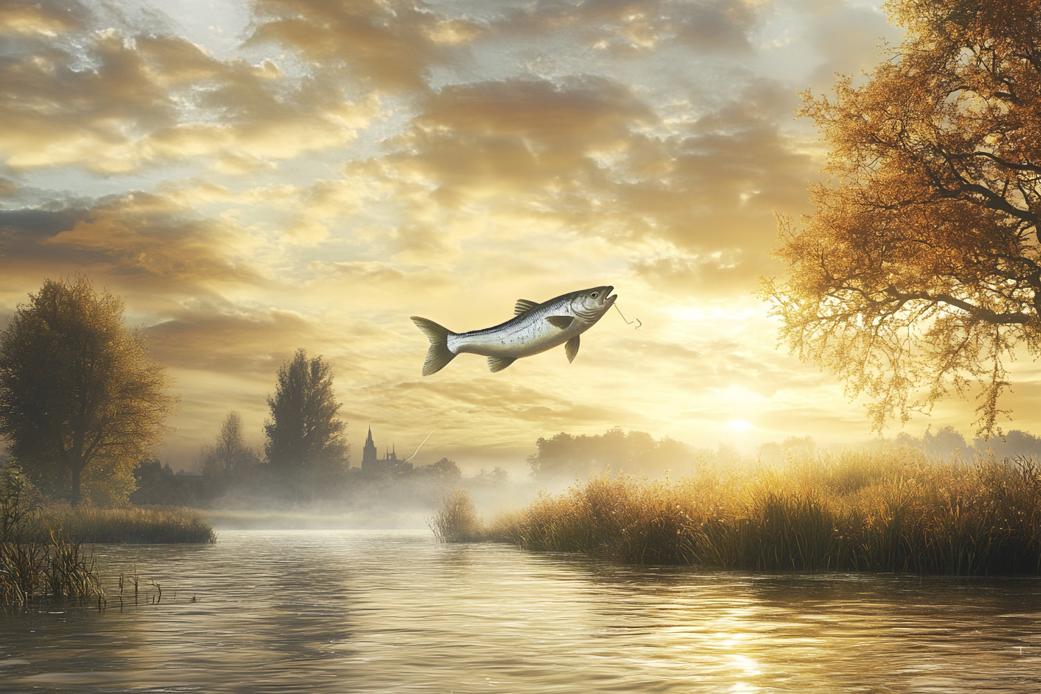 Backdrop Father's Day Tranquil River Fishing Backdrop UK CSH5-54
