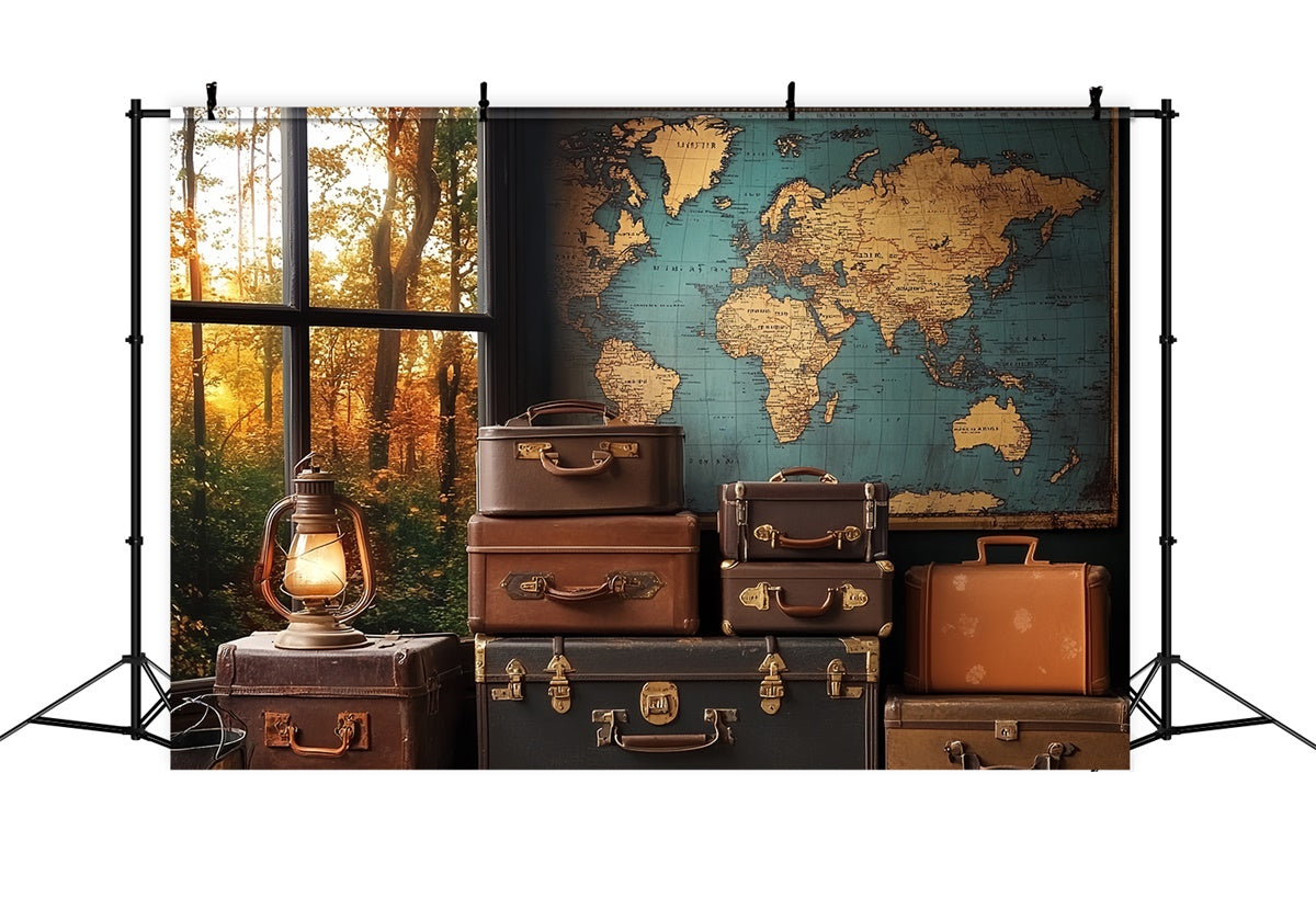Father's Day Backdrop Suitcases Old World Map Backdrop UK CSH5-61