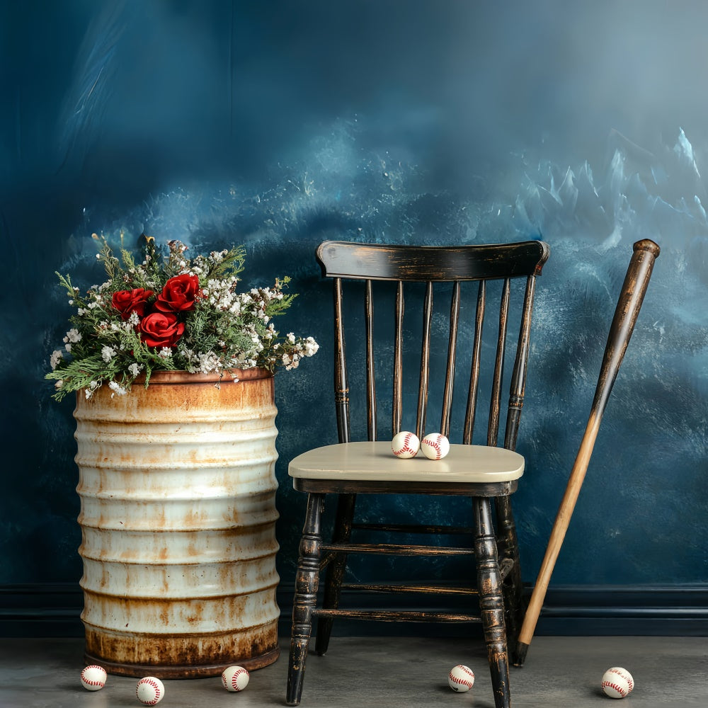 Backdrop Fathers Day Rustic Baseball Flower Backdrop UK CSH5-64