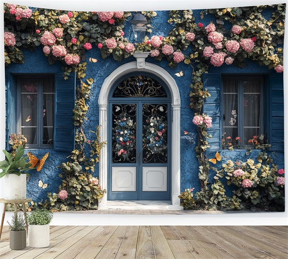 Summer Backdrops Blue Cottage Garden Butterfly Backdrop UK CSH5-76