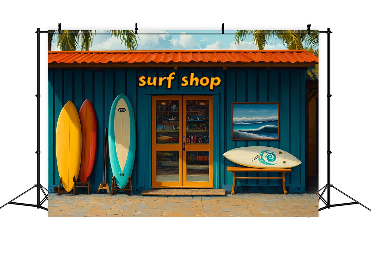 Summer Backdrops Colorful Surfboards Beach Shop Backdrop UK CSH5-91