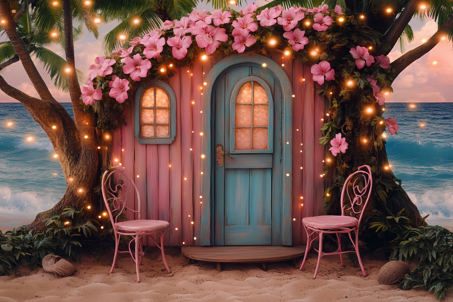 Tropical Photo Backdrop Flower Cottage Summer Backdrop UK CSH5-92