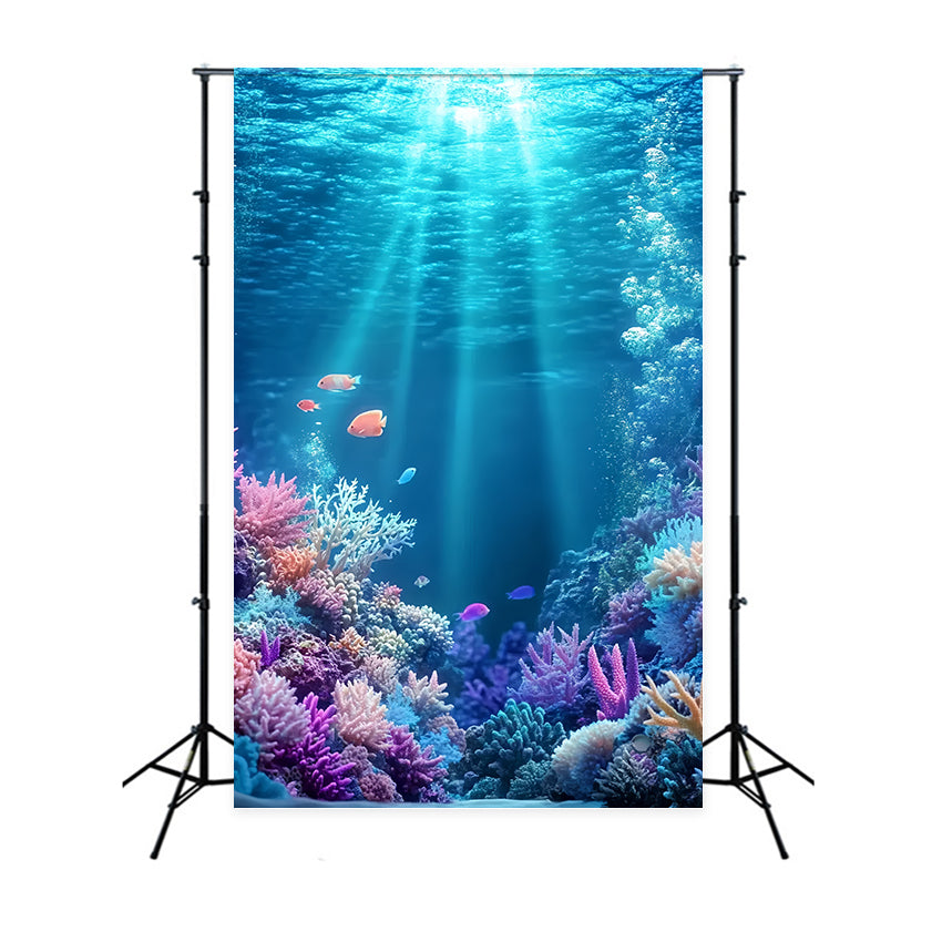 Summer Photo Backdrop Vibrant Coral Reef Ocean Backdrop UK CSH5-97