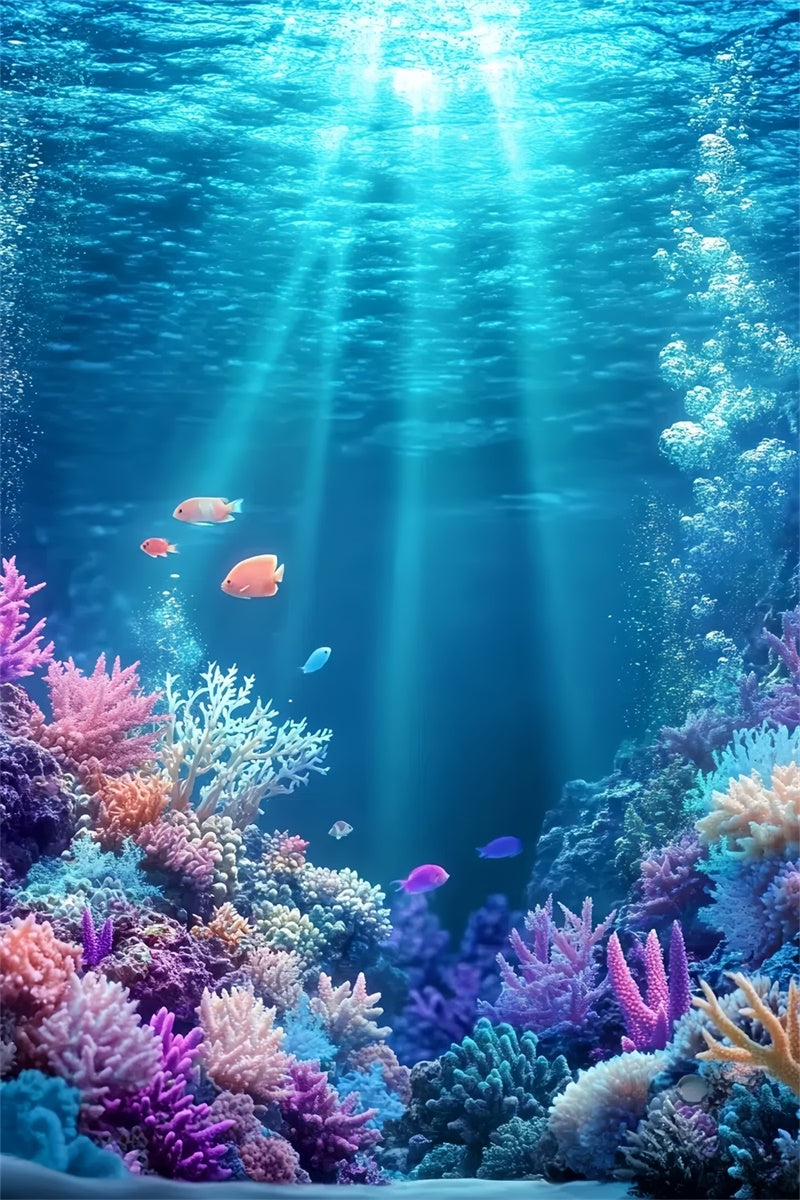 Summer Photo Backdrop Vibrant Coral Reef Ocean Backdrop UK CSH5-97