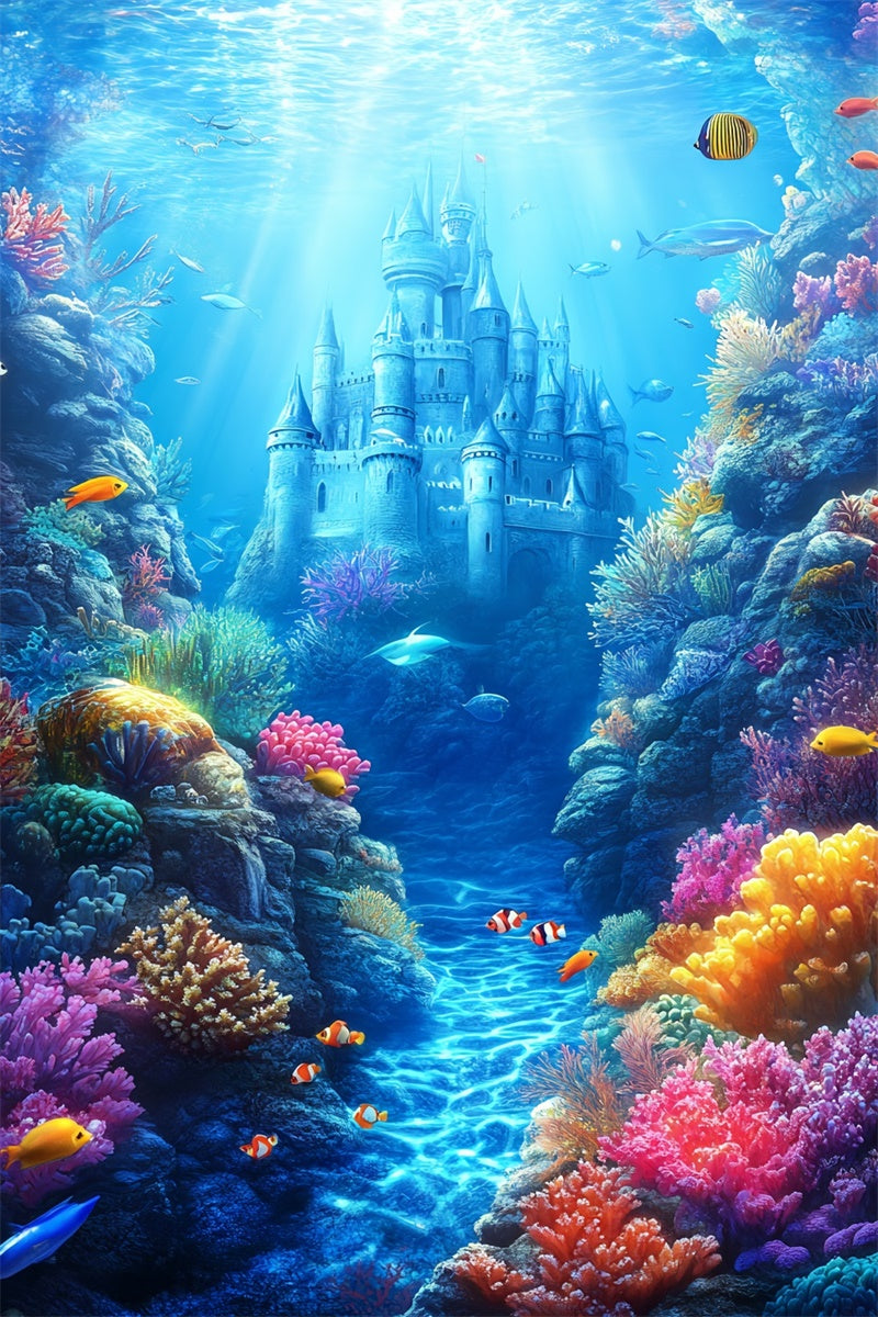 Underwater Backdrop Magical Castle Fantasy Summer Backdrop UK CSH5-98