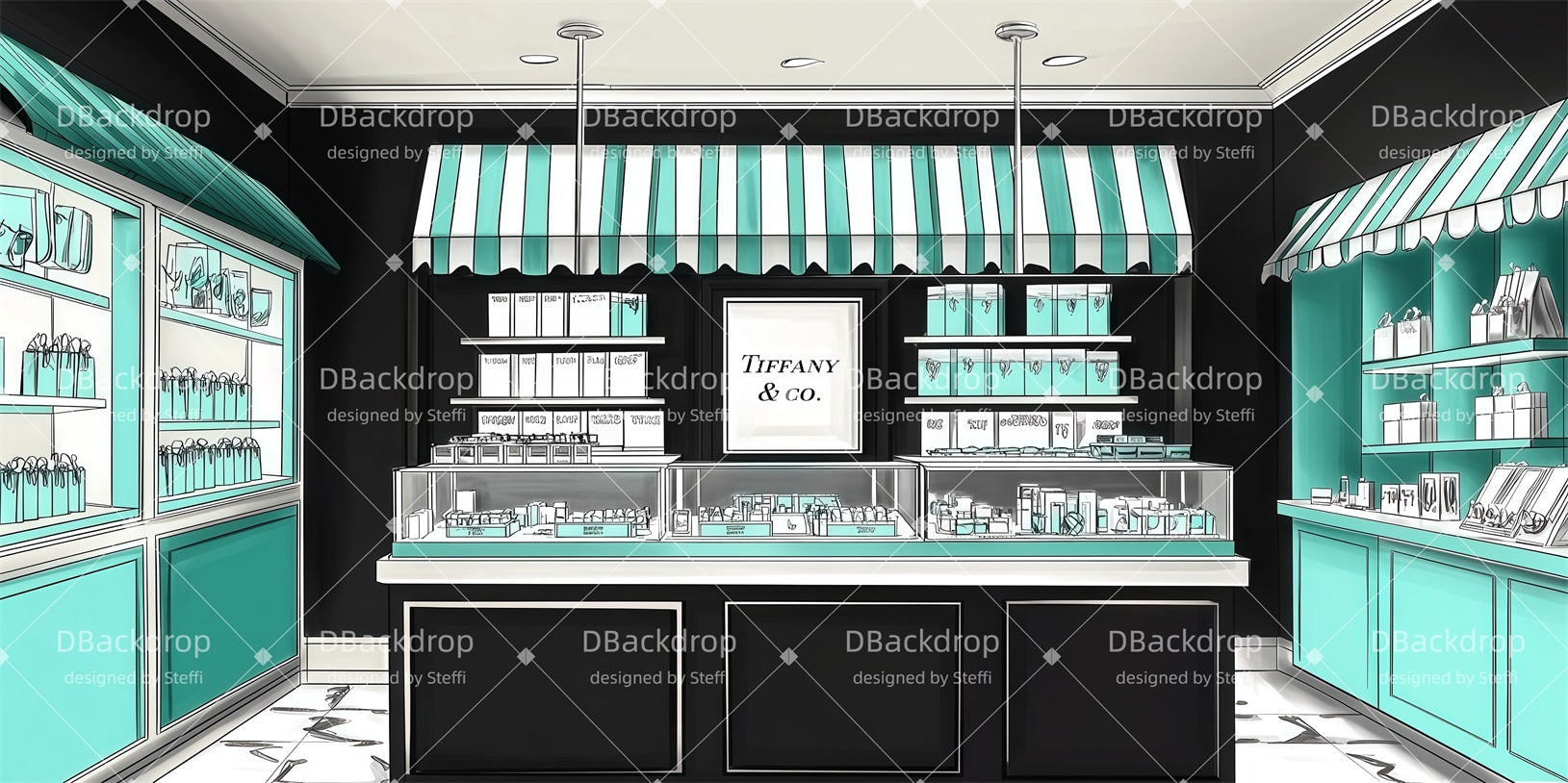 School Dance Backdrop Tiffany Shop Performance Backdrops UK CSH510-T31