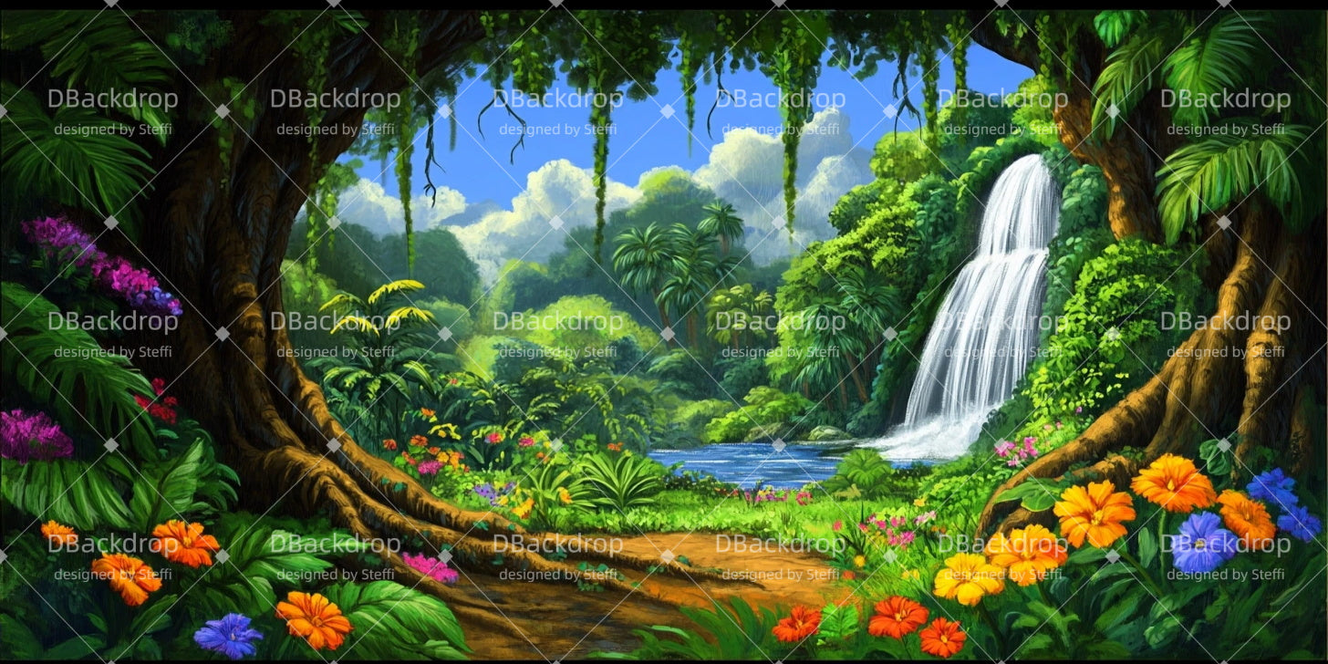 School Play Backdrops Jungle Waterfall Professional Stage Backdrops UK CSH510-T97