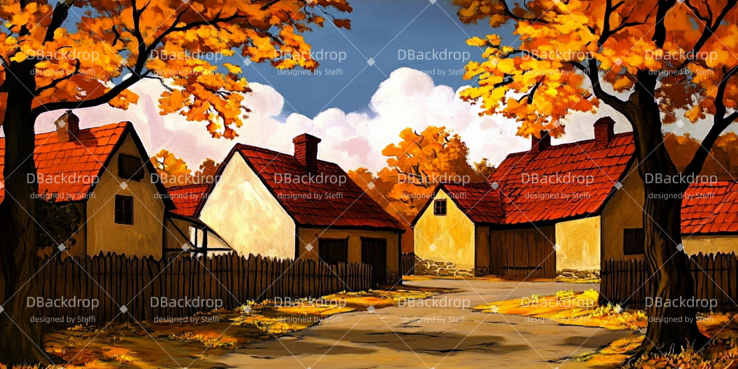 Stage Backdrops European Village Scenery Backdrops For Theater UK CSH511-T75