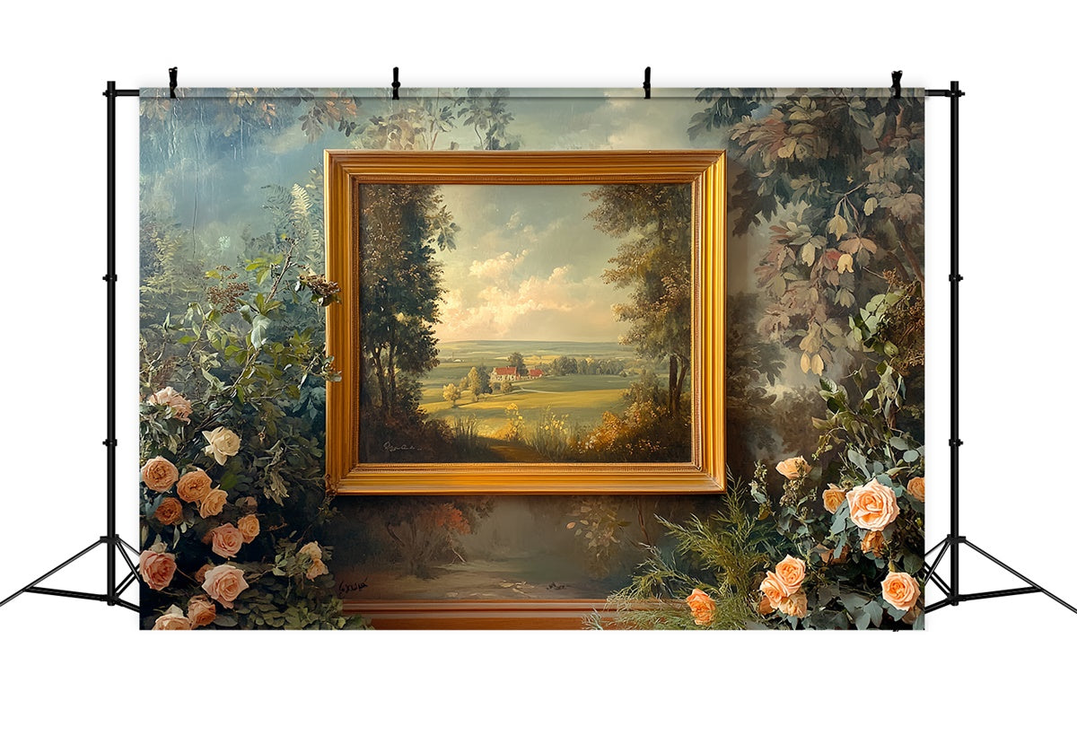 Backdrop Vintage Golden Frame Garden View Backdrop UK CSH57-100