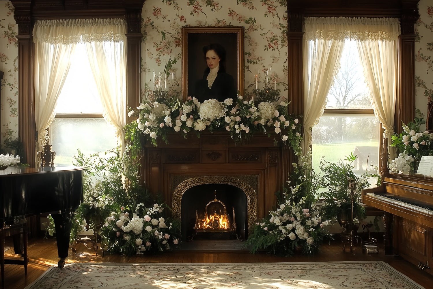 Victorian Photo Backdrop Hearth Bloom Vintage Backdrop UK CSH57-104