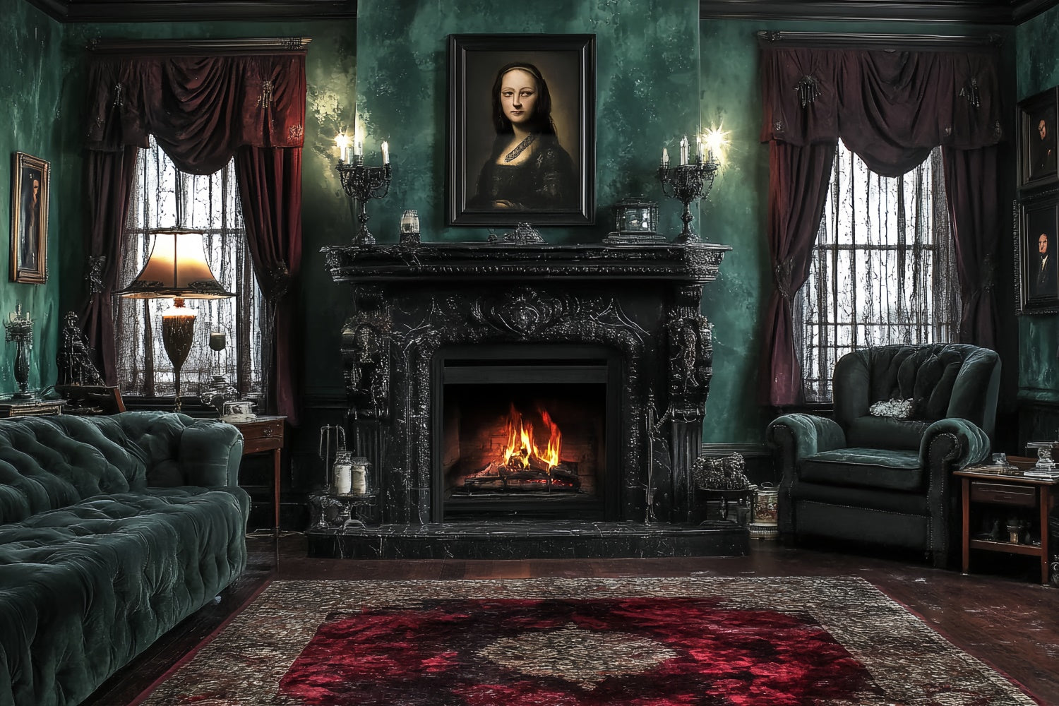Victorian Backdrops Emerald Fireside Manor Vintage Backdrops UK CSH57-105
