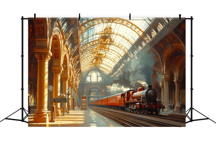 Victorian Backdrop Golden Hour Station Vintage Backdrops UK CSH57-107