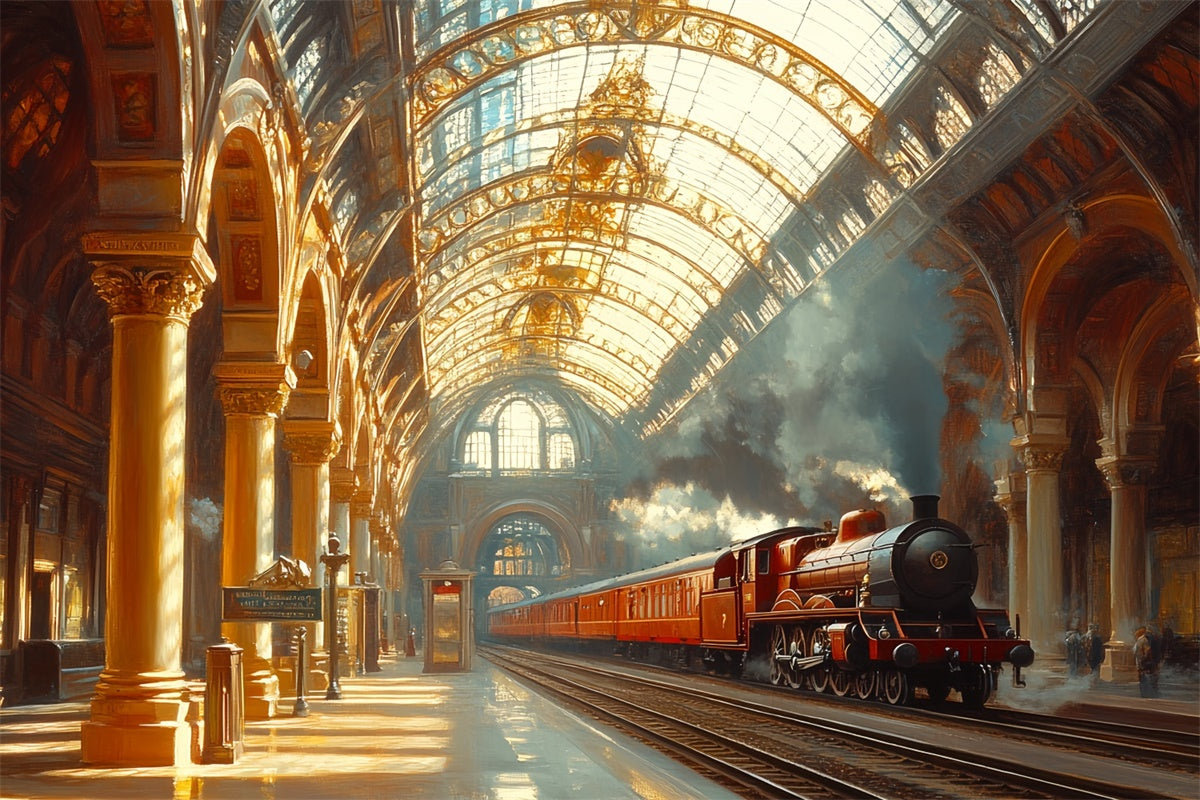 Victorian Backdrop Golden Hour Station Vintage Backdrops UK CSH57-107