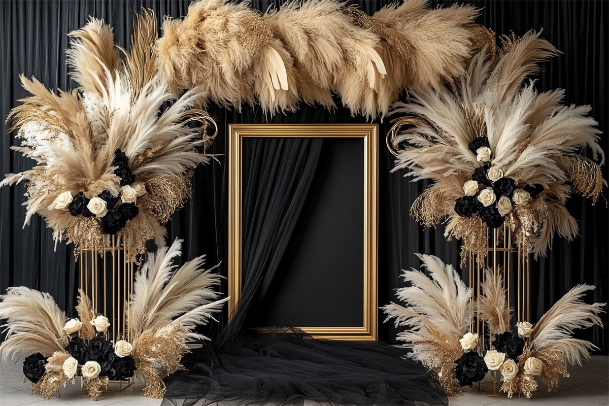Vintage Backdrop For Photoshoot Dark Bloom Pampas Backdrop UK CSH57-111