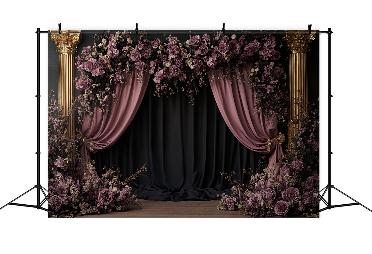 Retro Backdrop Mauve Bloom Arch Vintage Photo Backdrop UK CSH57-114