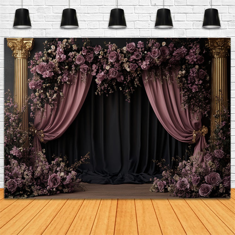 Retro Backdrop Mauve Bloom Arch Vintage Photo Backdrop UK CSH57-114