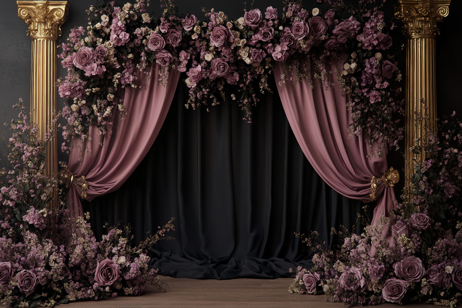 Retro Backdrop Mauve Bloom Arch Vintage Photo Backdrop UK CSH57-114
