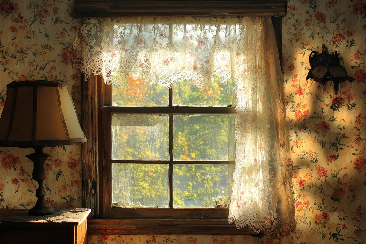 Vintage Studio Backdrop Lace Afternoon Window Backdrop UK CSH57-117