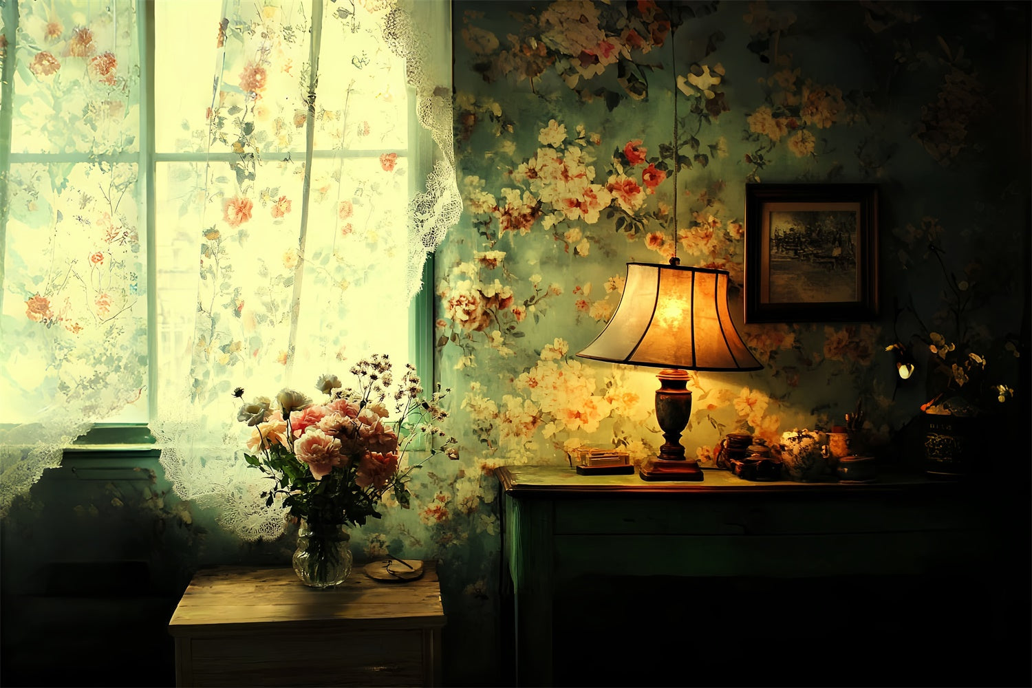 Classic Backdrop Floral Evening Charm Vintage Backdrop UK CSH57-118