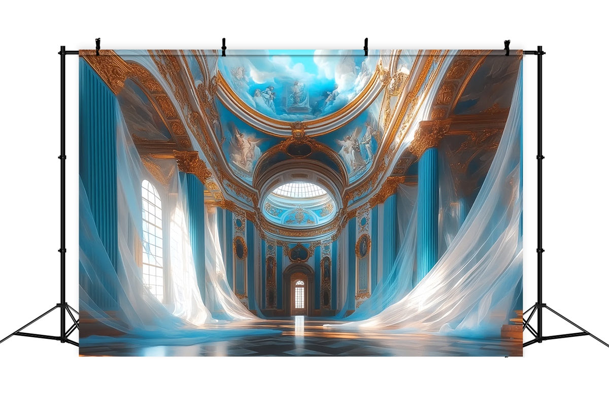 Vintage Photography Backdrops Blue Majesty Chamber Backdrop UK CSH57-121