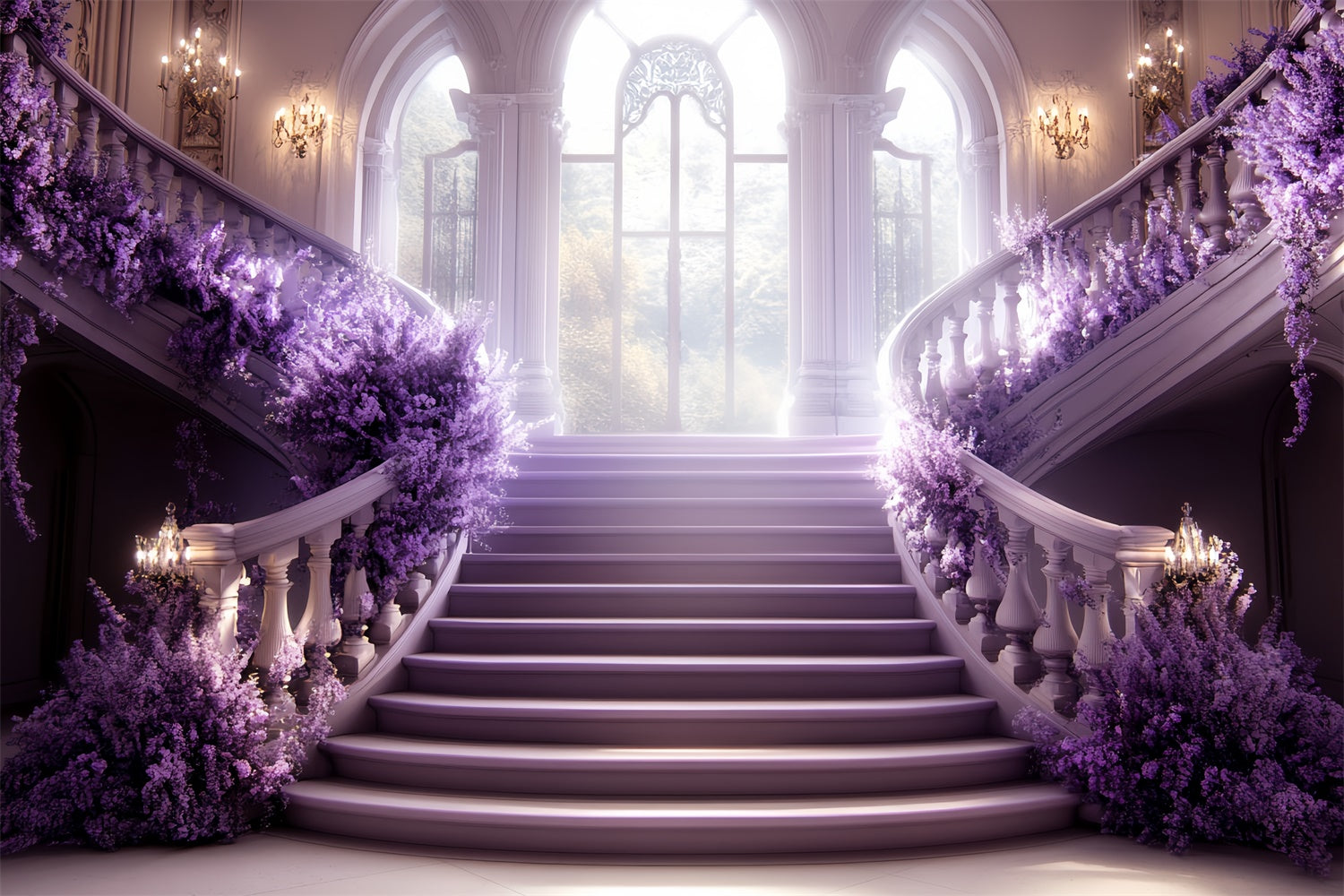 Vintage Backdrops Lavender Staircase Ballroom Backdrop UK CSH57-123