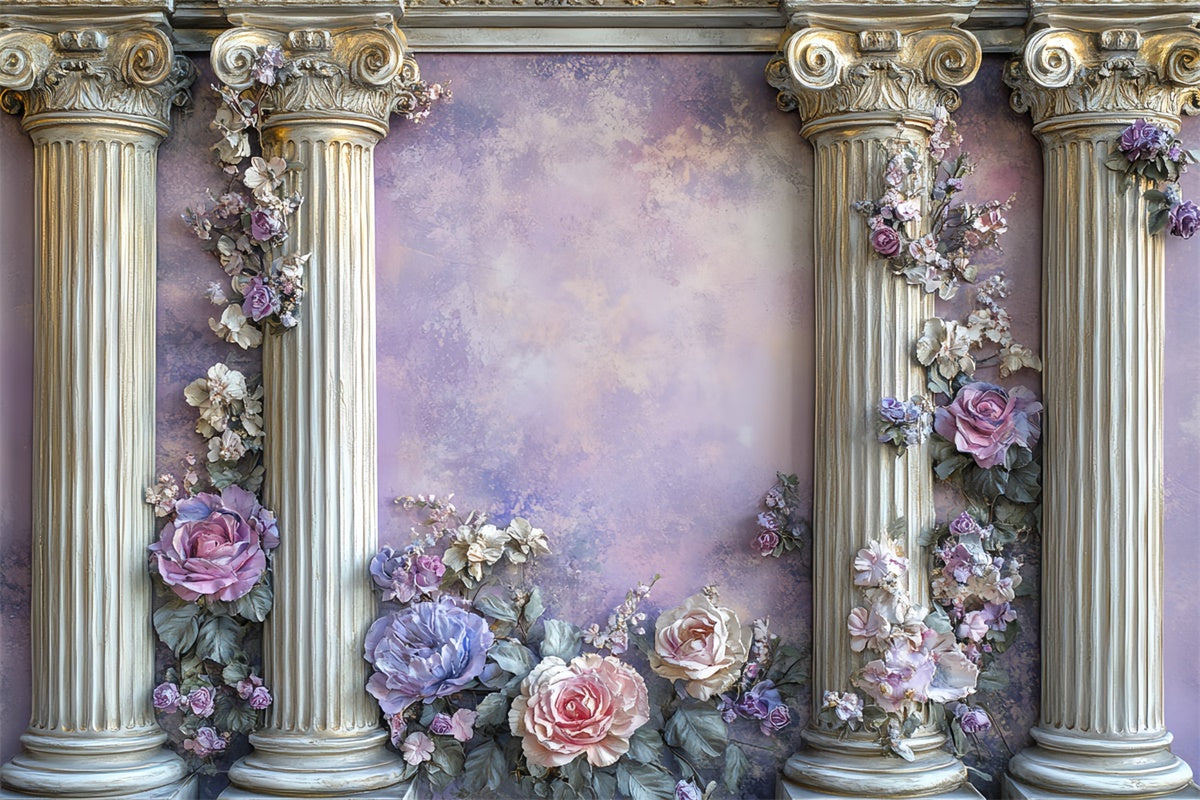 Vintage Wall Backdrop Floral Pillar Victorian Backdrops UK CSH57-126