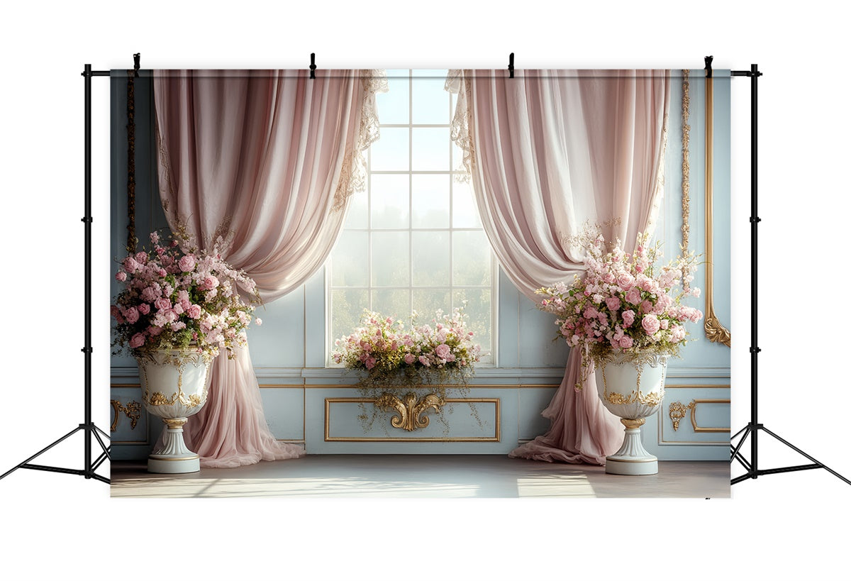 Rococo Backdrop Blush Curtain Window Vintage Photo Backdrop UK CSH57-127