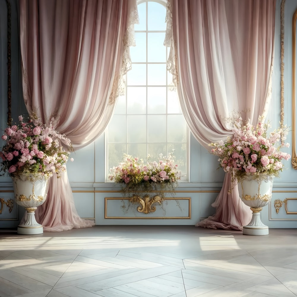 Rococo Backdrop Blush Curtain Window Vintage Photo Backdrop UK CSH57-127