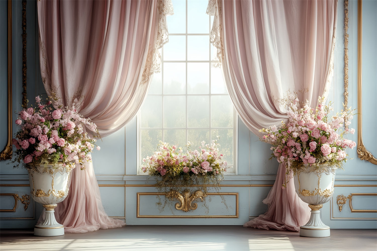 Rococo Backdrop Blush Curtain Window Vintage Photo Backdrop UK CSH57-127