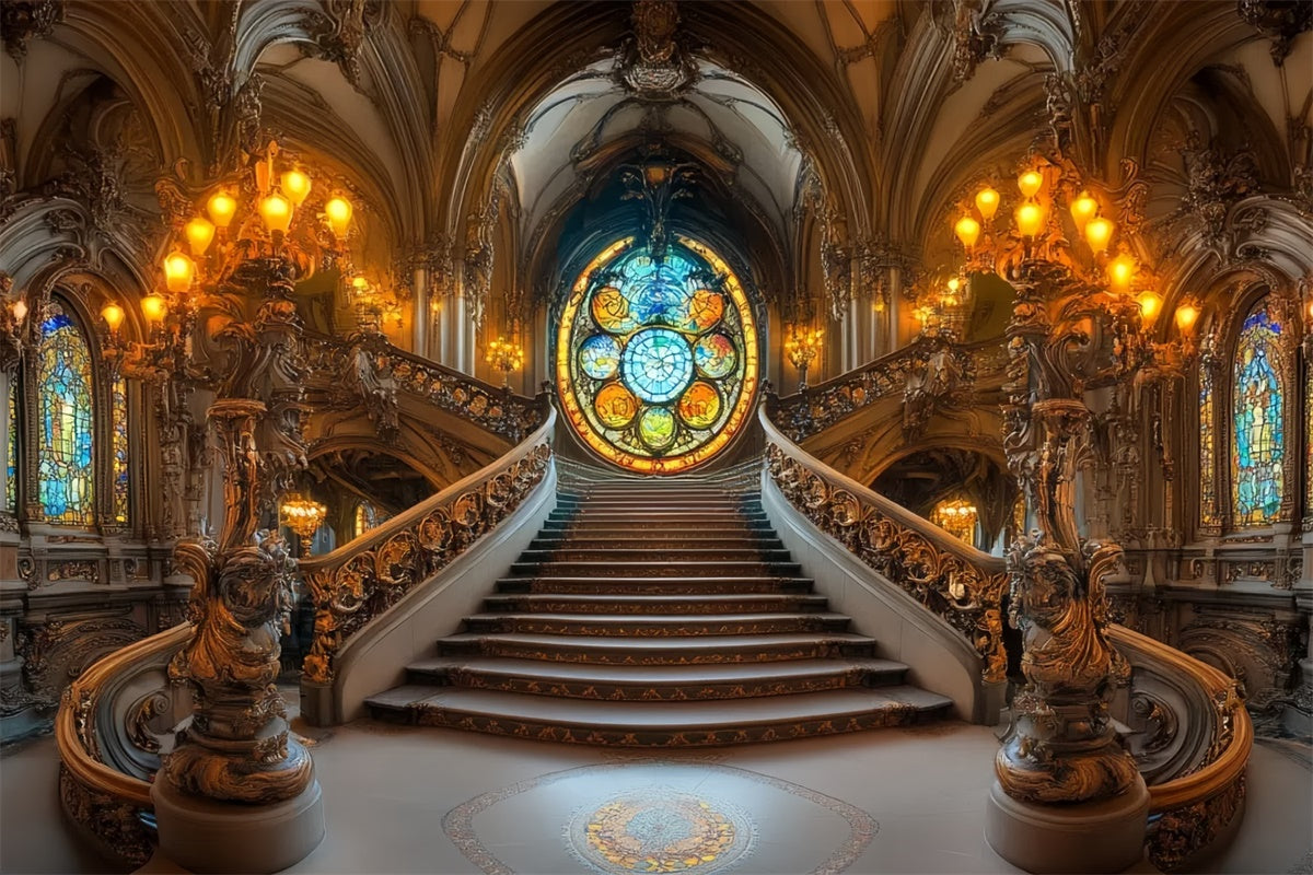 Vintage Backdrops Stained Glass Royal Hall Backdrop UK CSH57-131