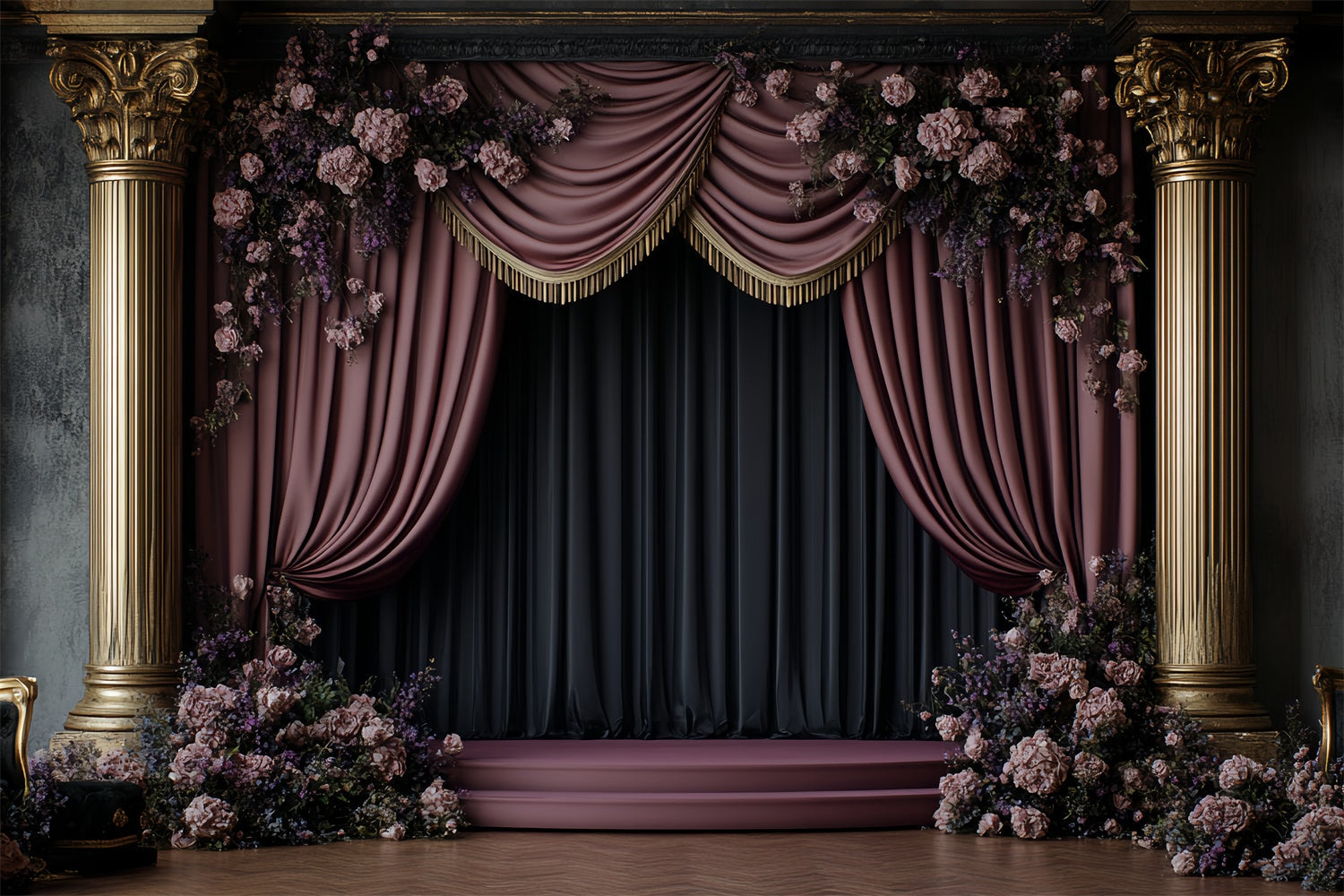 Victorian Backdrops Floral Elegant Stage Vintage Backdrop UK CSH57-132