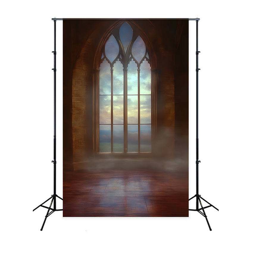 Vintage Photo Backdrop Gothic Sunrise Window Backdrop UK CSH57-133