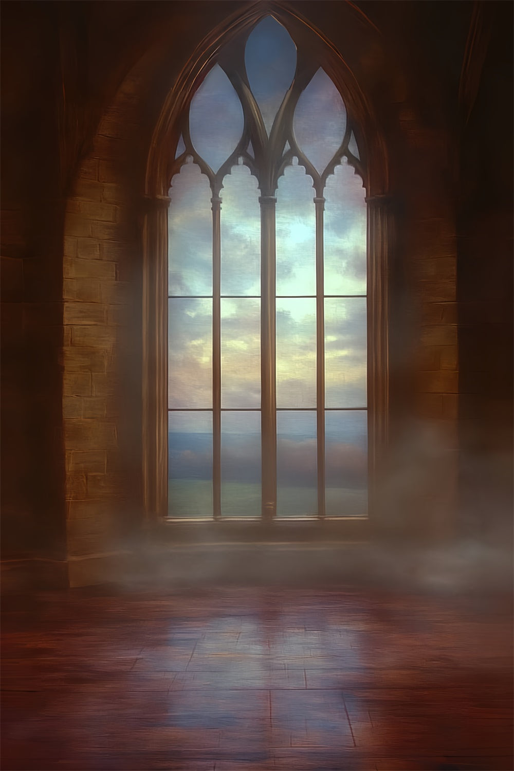 Vintage Photo Backdrop Gothic Sunrise Window Backdrop UK CSH57-133