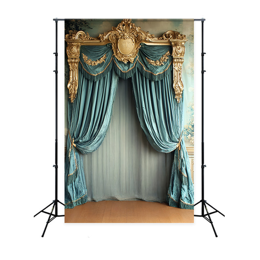 Baroque Backdrop Royal Teal Drape Vintage Photo Backdrop UK CSH57-138