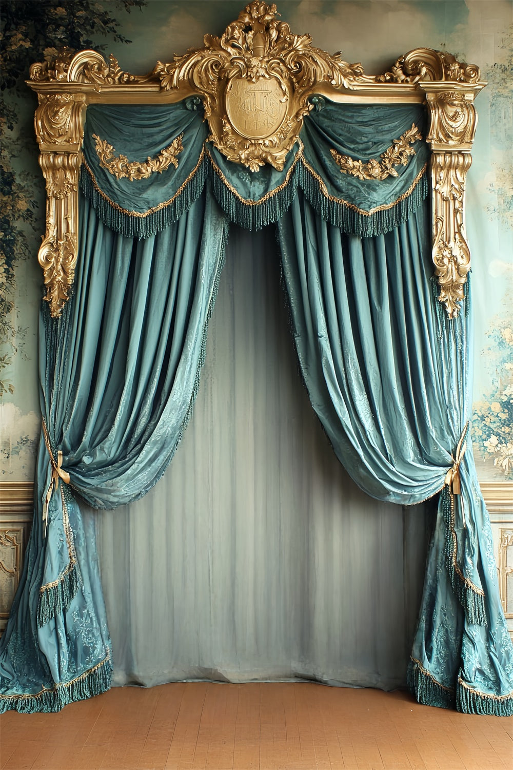 Baroque Backdrop Royal Teal Drape Vintage Photo Backdrop UK CSH57-138