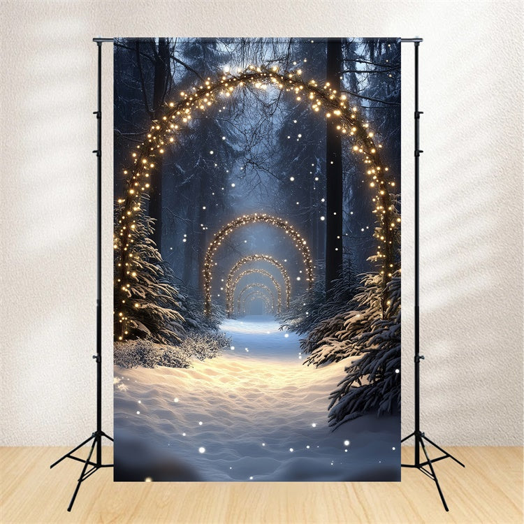 Snow Forest Backdrop Enchanted Lighted Pathway Backdrop UK CSH57-152