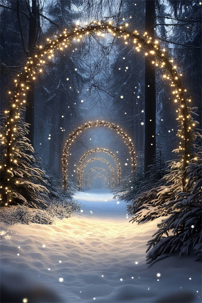 Snow Forest Backdrop Enchanted Lighted Pathway Backdrop UK CSH57-152