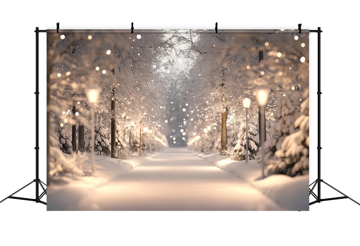 Snowy Forest Backdrop Winter Lights Wonderland Backdrop UK CSH57-154