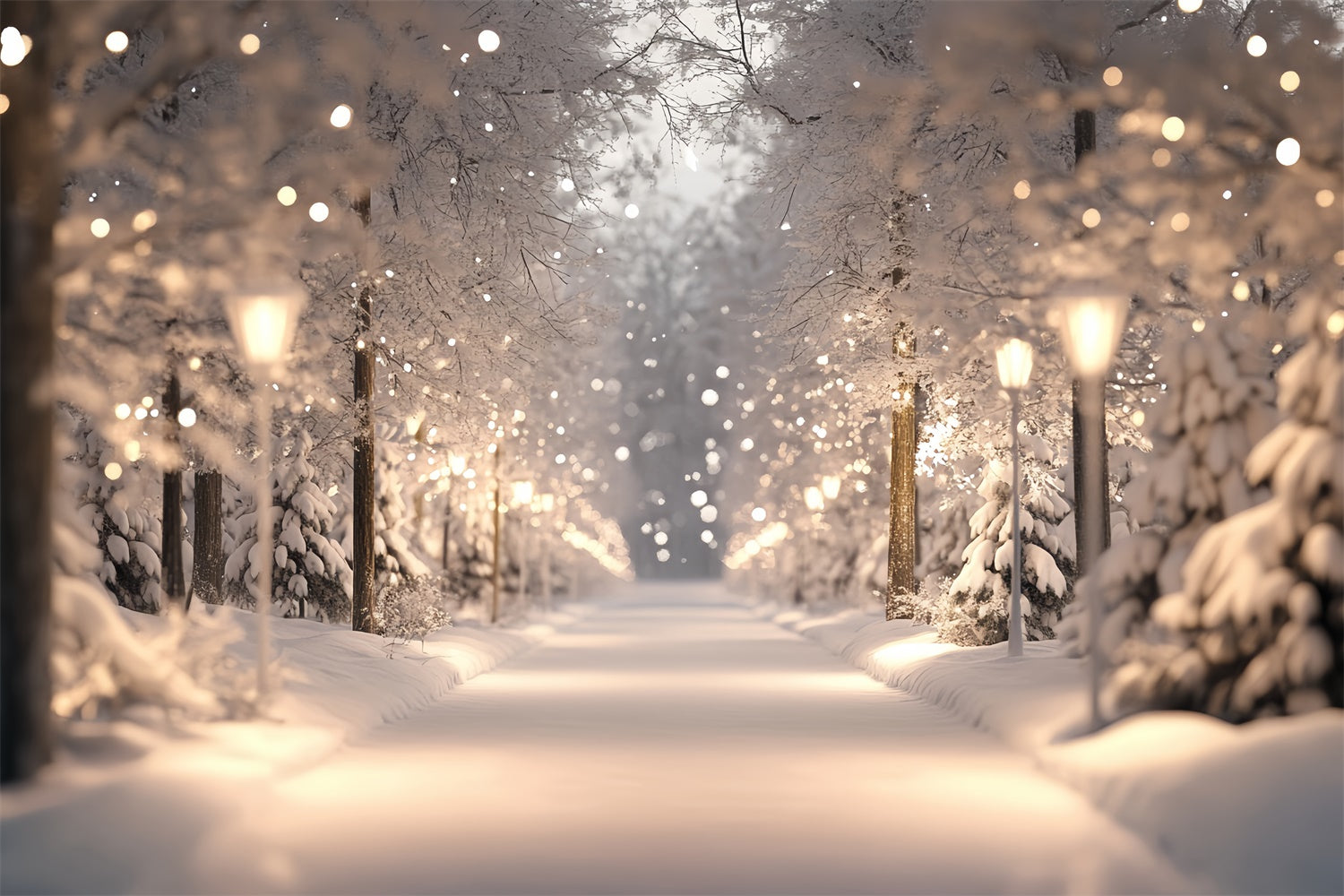 Snowy Forest Backdrop Winter Lights Wonderland Backdrop UK CSH57-154