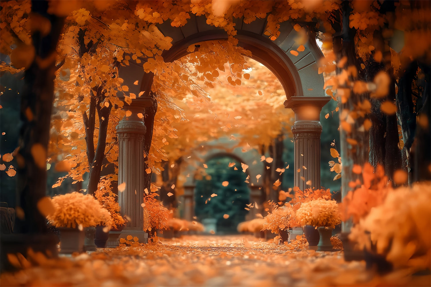 Autumn Forest Backdrop Sunset Maple Passage Backdrop UK CSH57-157